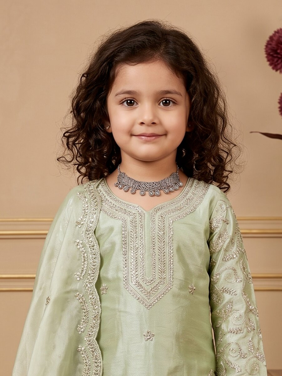 Pista Pure gmy silk Embroidered Sequins Ethnic Casual Festival Party Wedding Salwars Girls Wear
