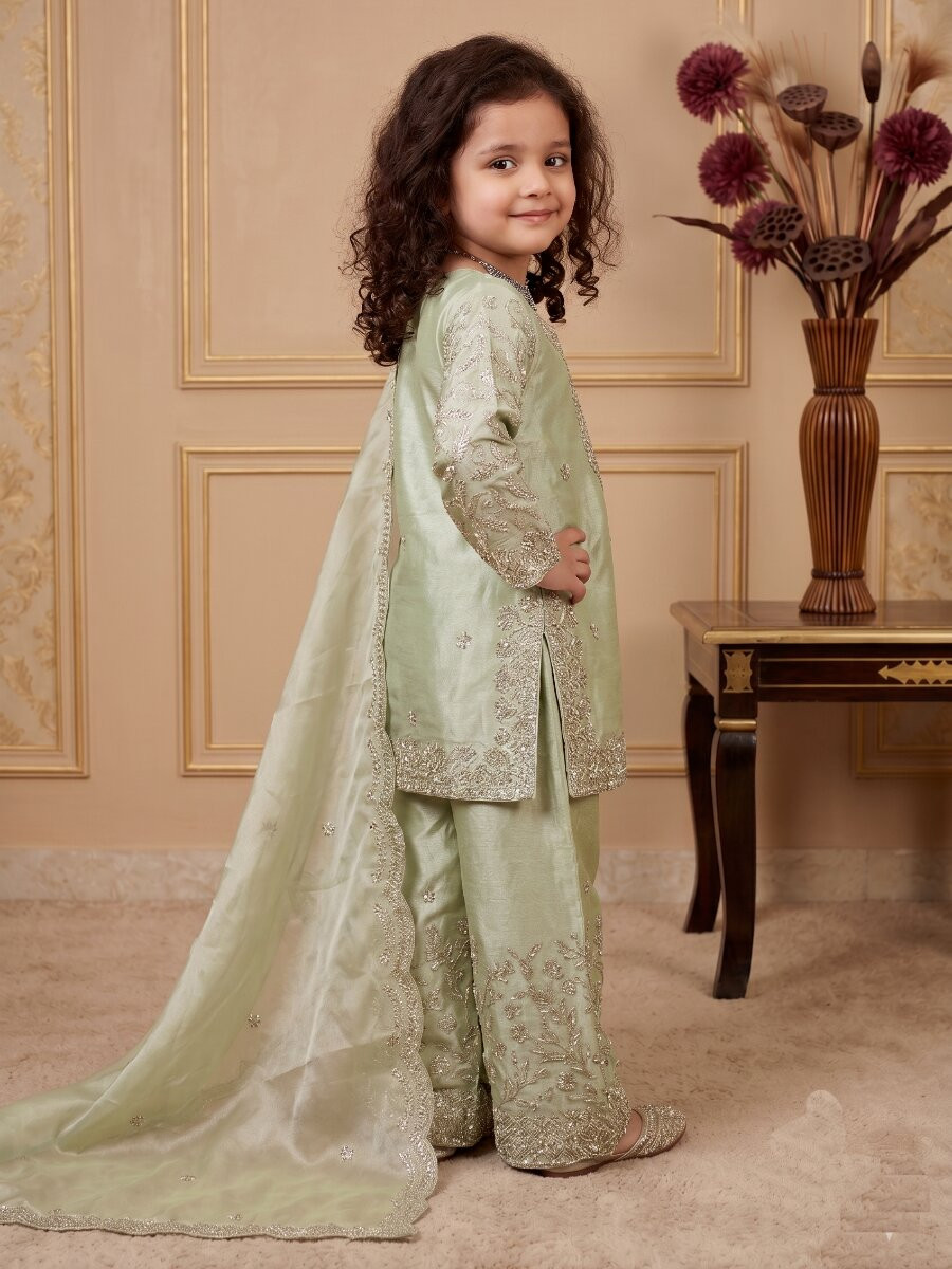 Pista Pure gmy silk Embroidered Sequins Ethnic Casual Festival Party Wedding Salwars Girls Wear