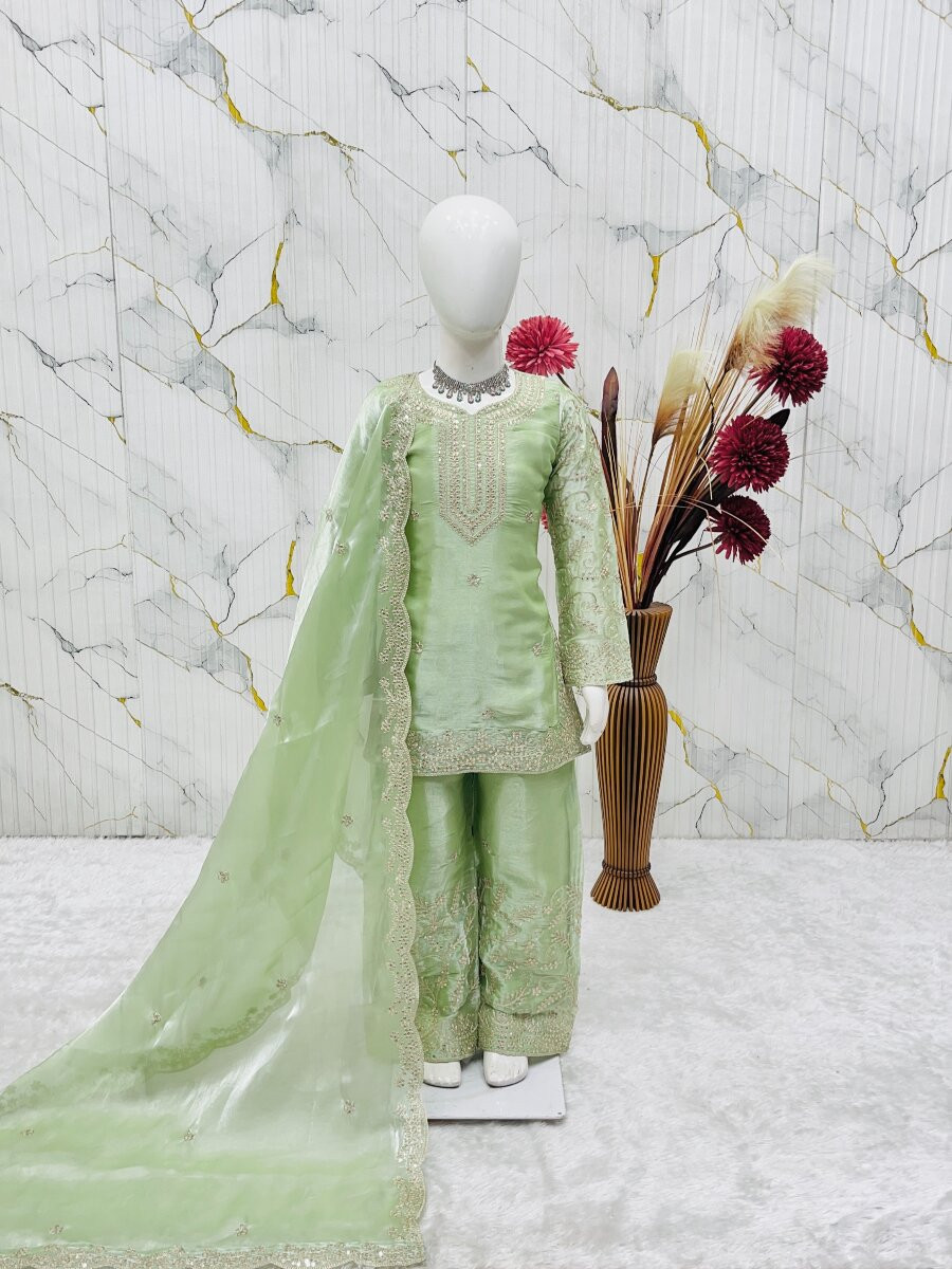 Pista Pure gmy silk Embroidered Sequins Ethnic Casual Festival Party Wedding Salwars Girls Wear