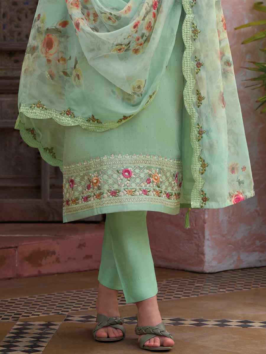 Pista Pure Maheshwari Viscose Silk Embroidered Festival Party Pant Ready Salwar Kameez
