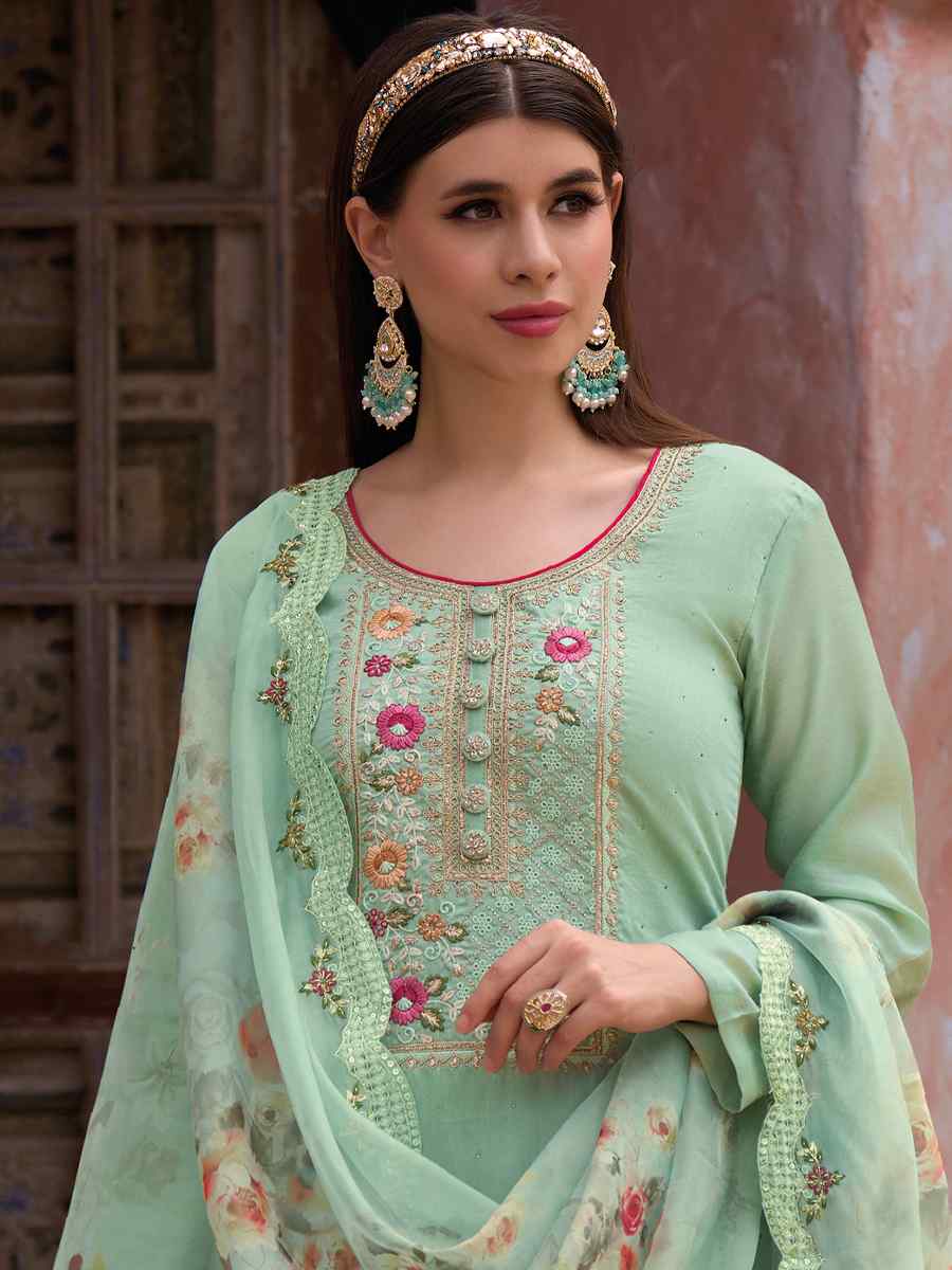 Pista Pure Maheshwari Viscose Silk Embroidered Festival Party Pant Ready Salwar Kameez