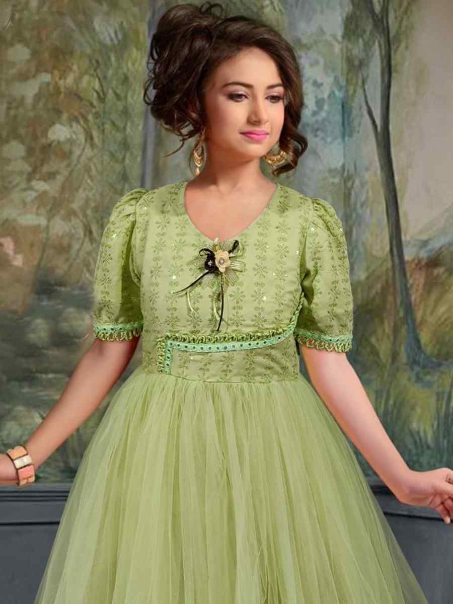 Pista Rayon Soft Net Embroidered Party Wedding Salwars Girls Wear