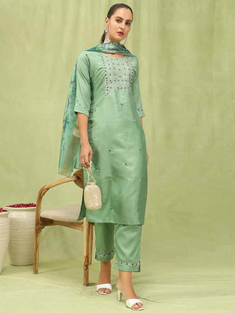 Pista Silk Blend Embroidered Festival Casual Ready Pant Salwar Kameez