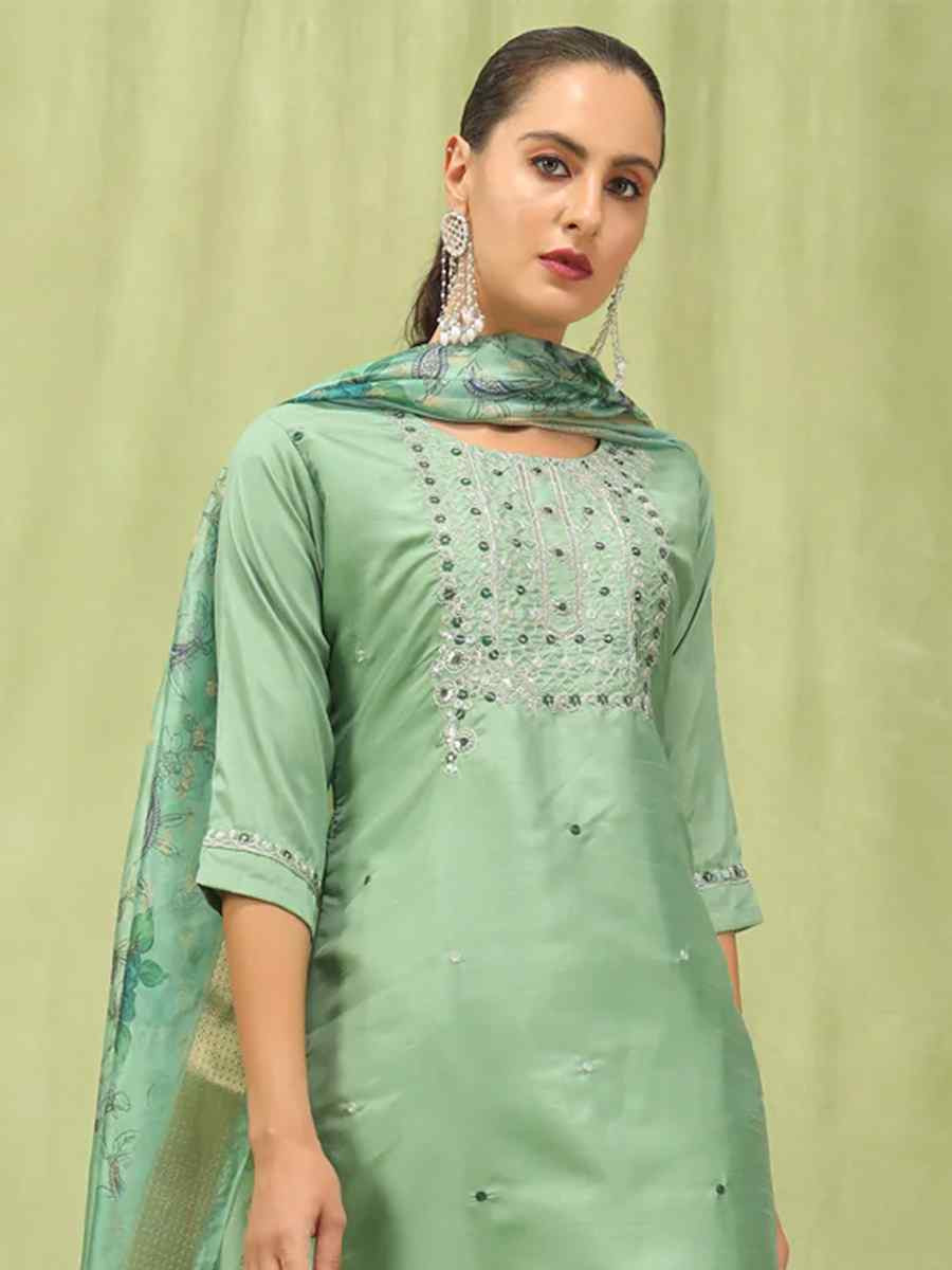 Pista Silk Blend Embroidered Festival Casual Ready Pant Salwar Kameez