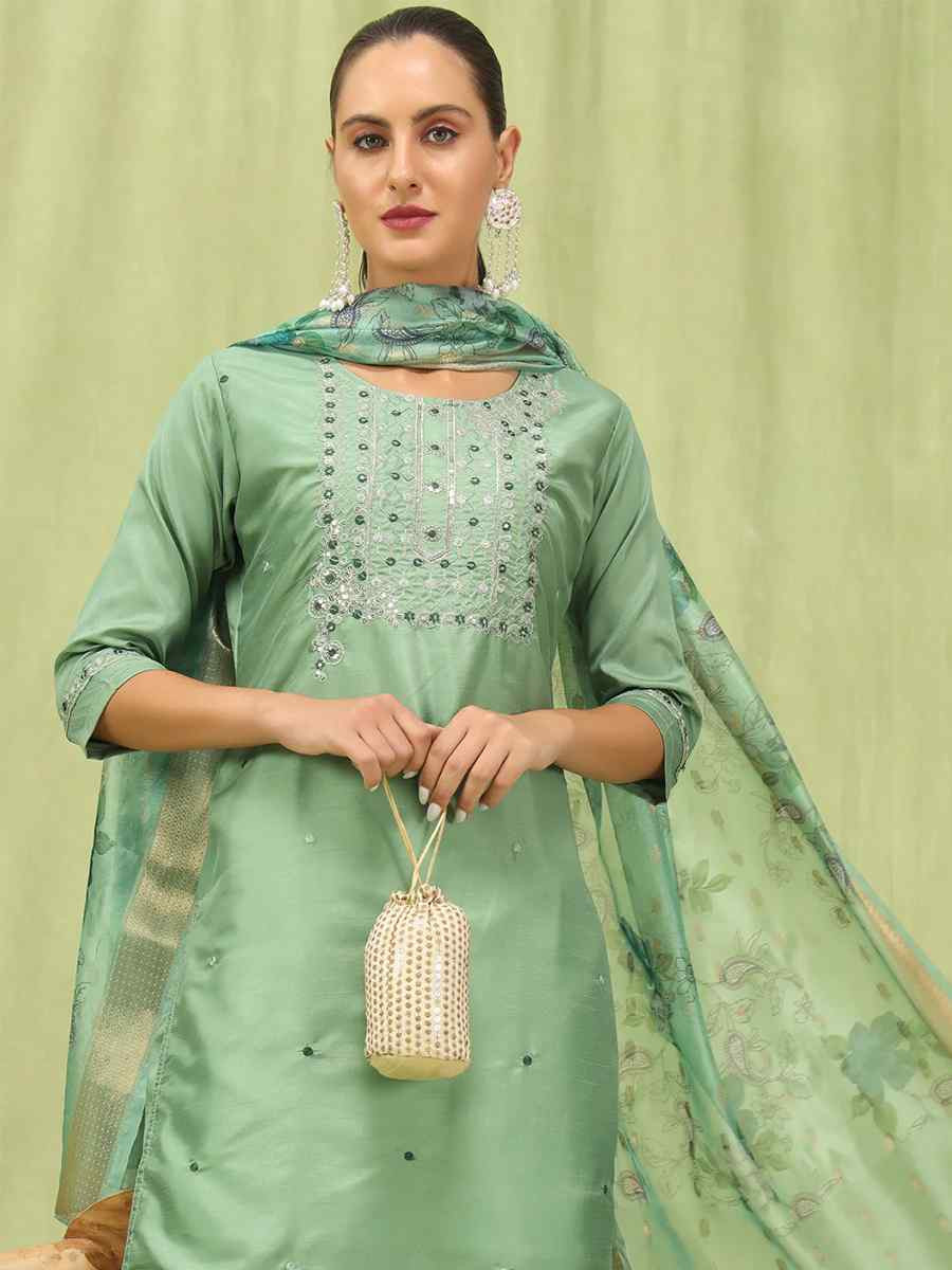 Pista Silk Blend Embroidered Festival Casual Ready Pant Salwar Kameez