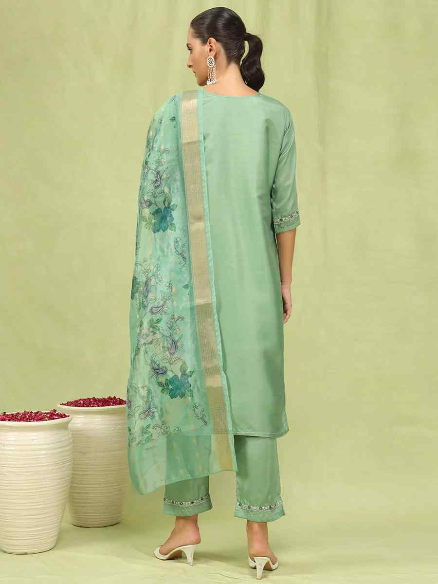 Pista Silk Blend Embroidered Festival Casual Ready Pant Salwar Kameez