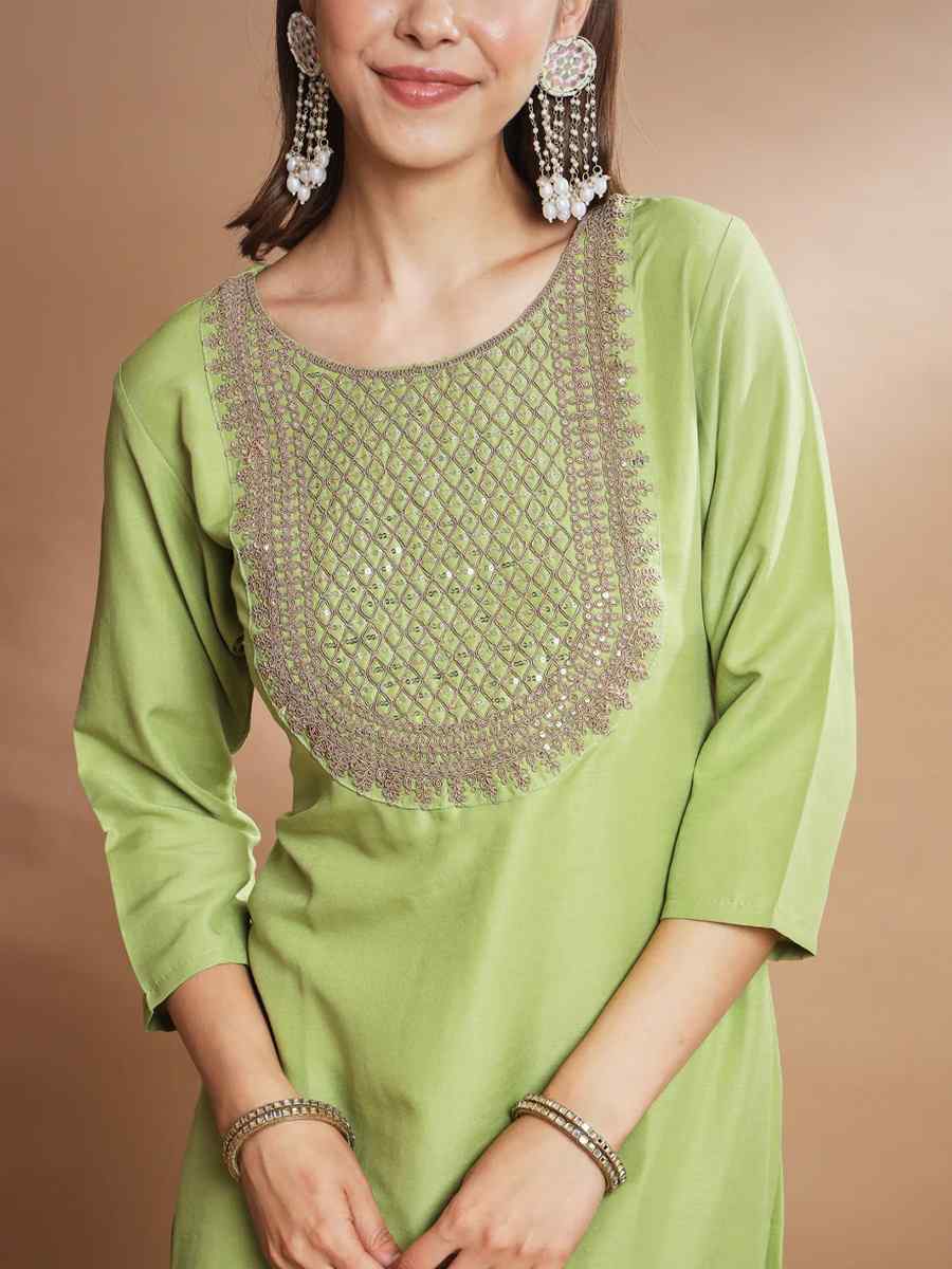 Pista Silk Blend Embroidered Festival Casual Ready Pant Salwar Kameez