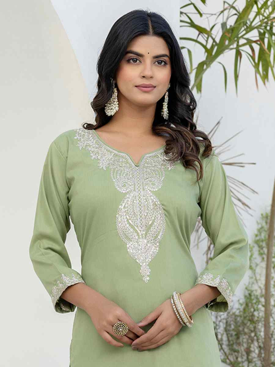 Pista Silk Blend Embroidery Party Wedding Festival Casual Ready Pant Salwar Kameez