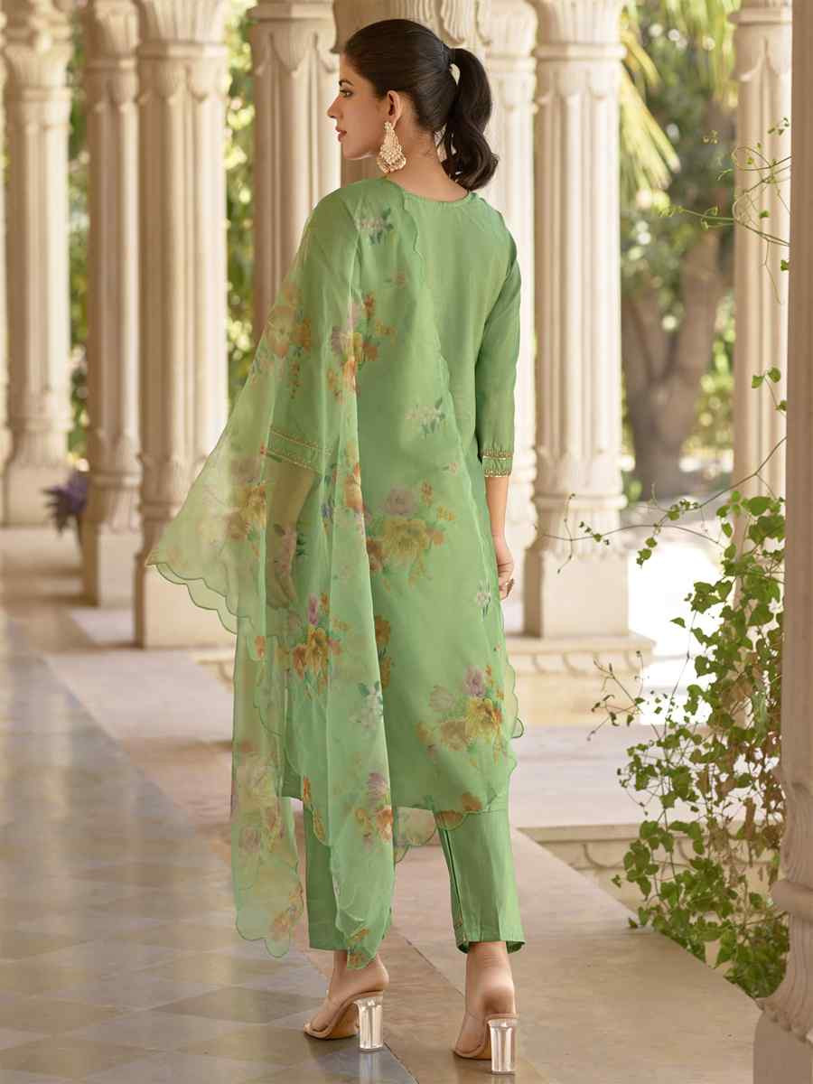 Pista Silk Blend Embroidery Party Wedding Festival Casual Ready Pant Salwar Kameez