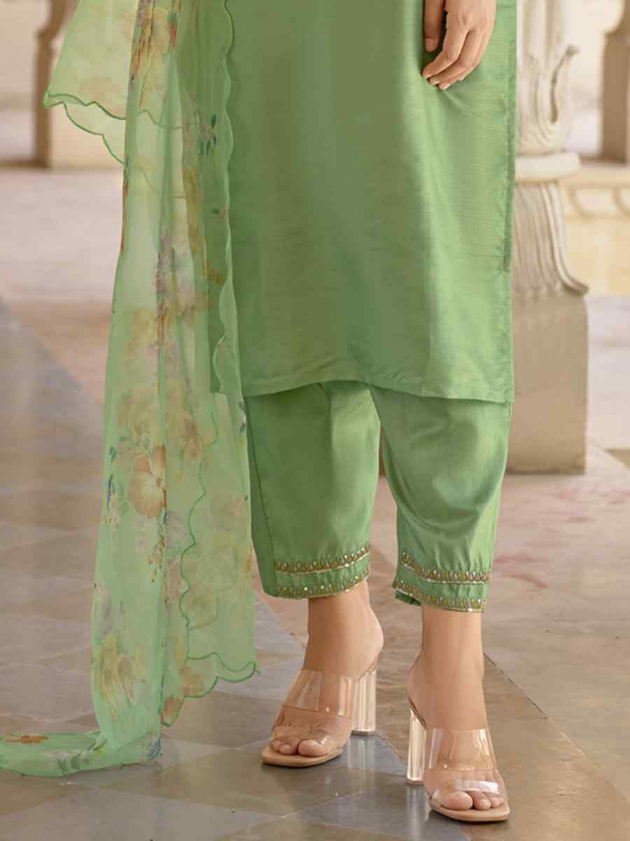 Pista Silk Blend Embroidery Party Wedding Festival Casual Ready Pant Salwar Kameez