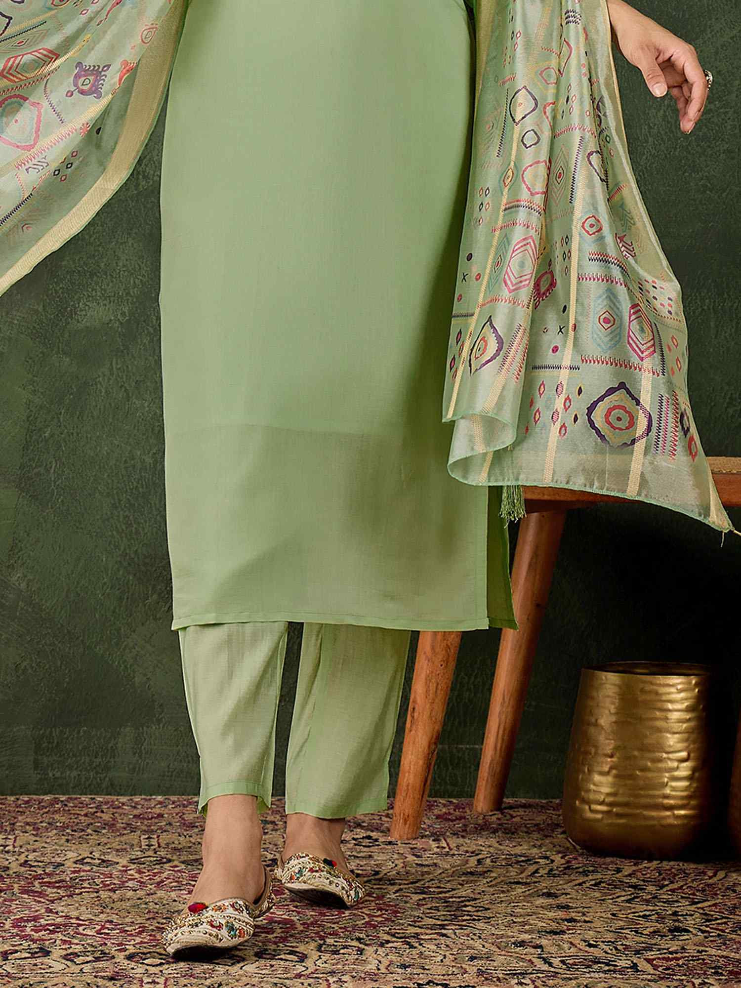 Pista Silk Blend Embroidery Party Wedding Festival Casual Ready Pant Salwar Kameez