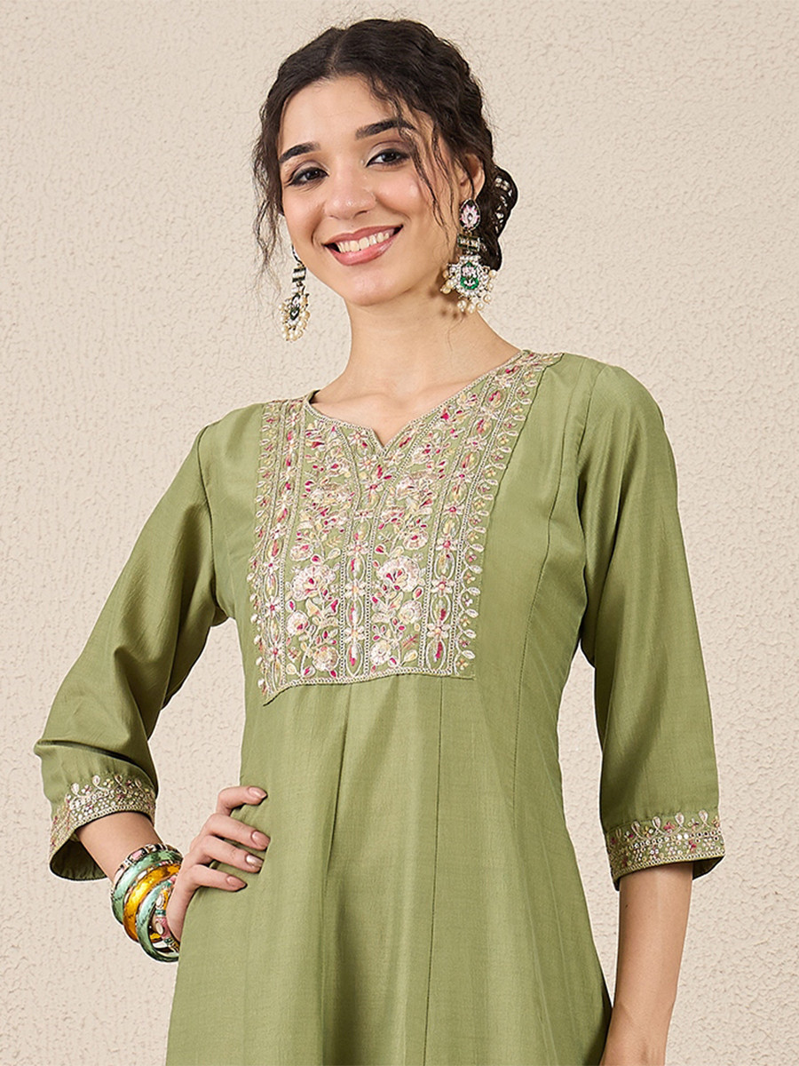 Pista Silk Blend Embroidery Wedding Party Festival Casual Ready Pant Salwar Kameez