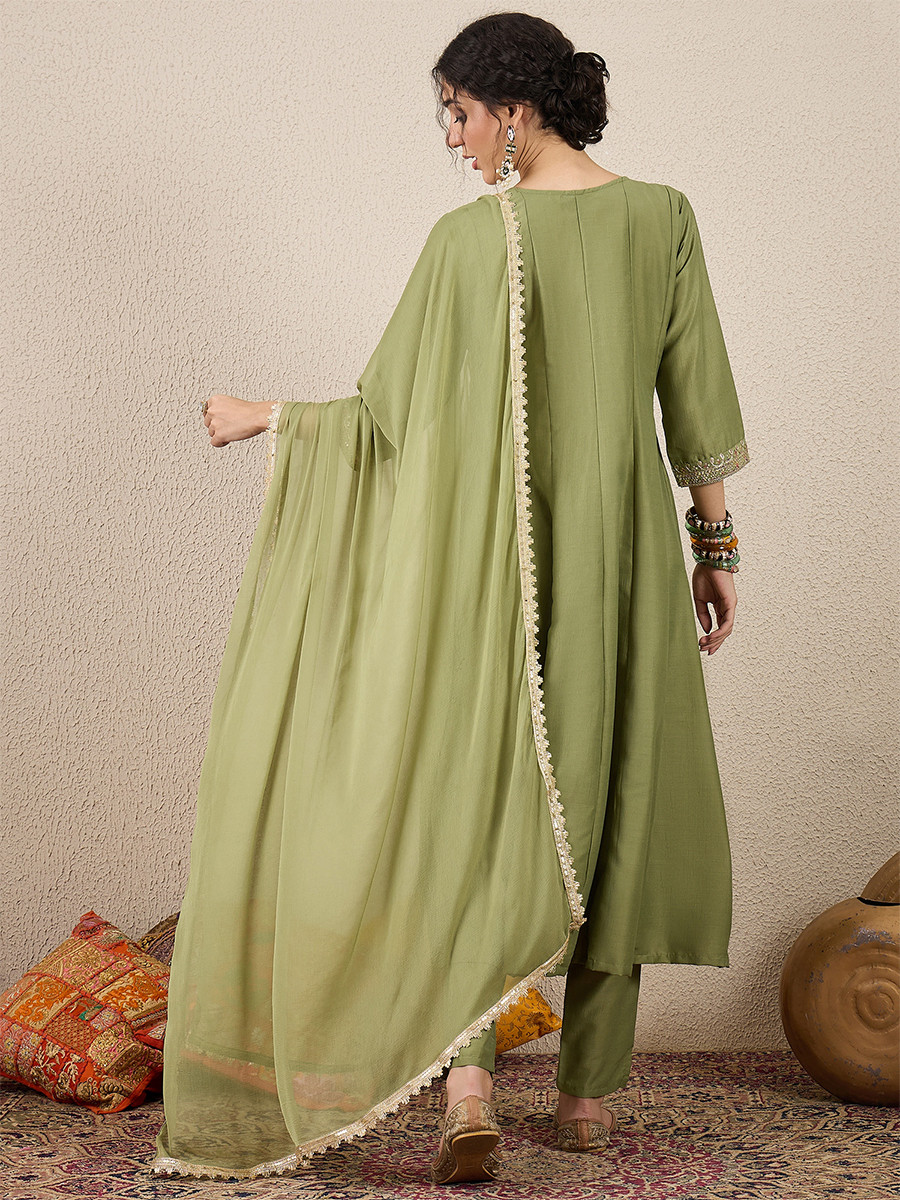 Pista Silk Blend Embroidery Wedding Party Festival Casual Ready Pant Salwar Kameez