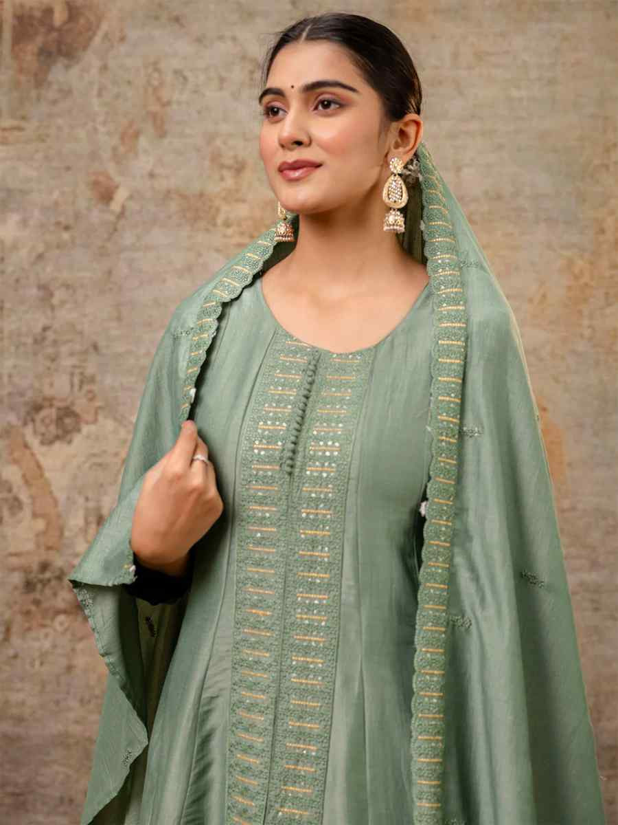 Pista Silk BlendEmbroidered Casual Festival Ready Palazzo Pant Salwar Kameez