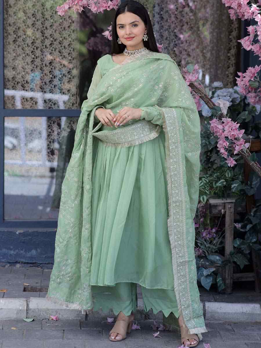 Pista Tebby Silk Embroidered Festival Party Ready Pant Salwar Kameez