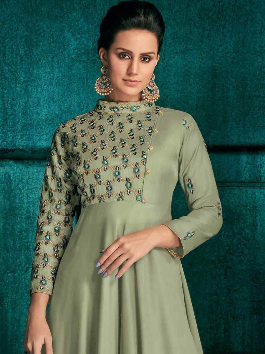 Pista Triva Silk Embroidered Party Festival Gown