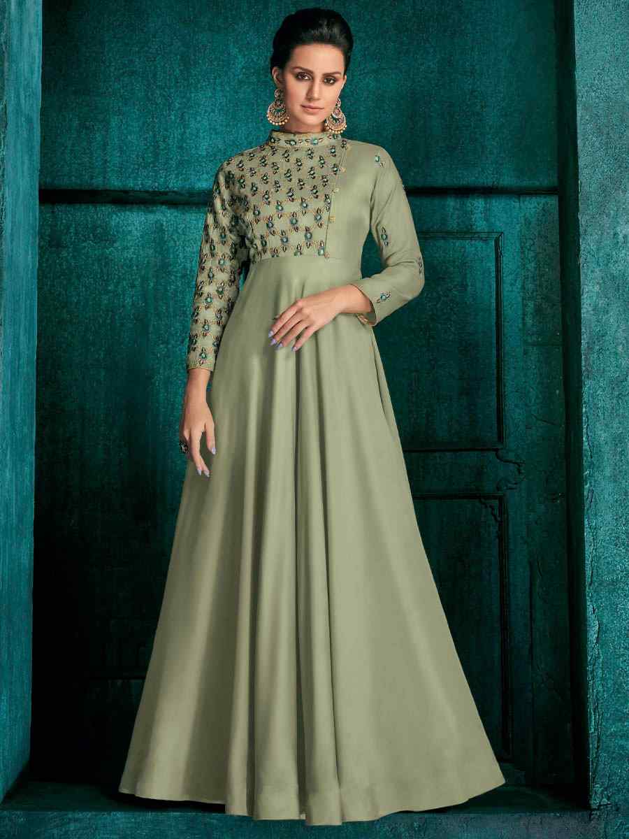 Pista Triva Silk Embroidered Party Festival Gown
