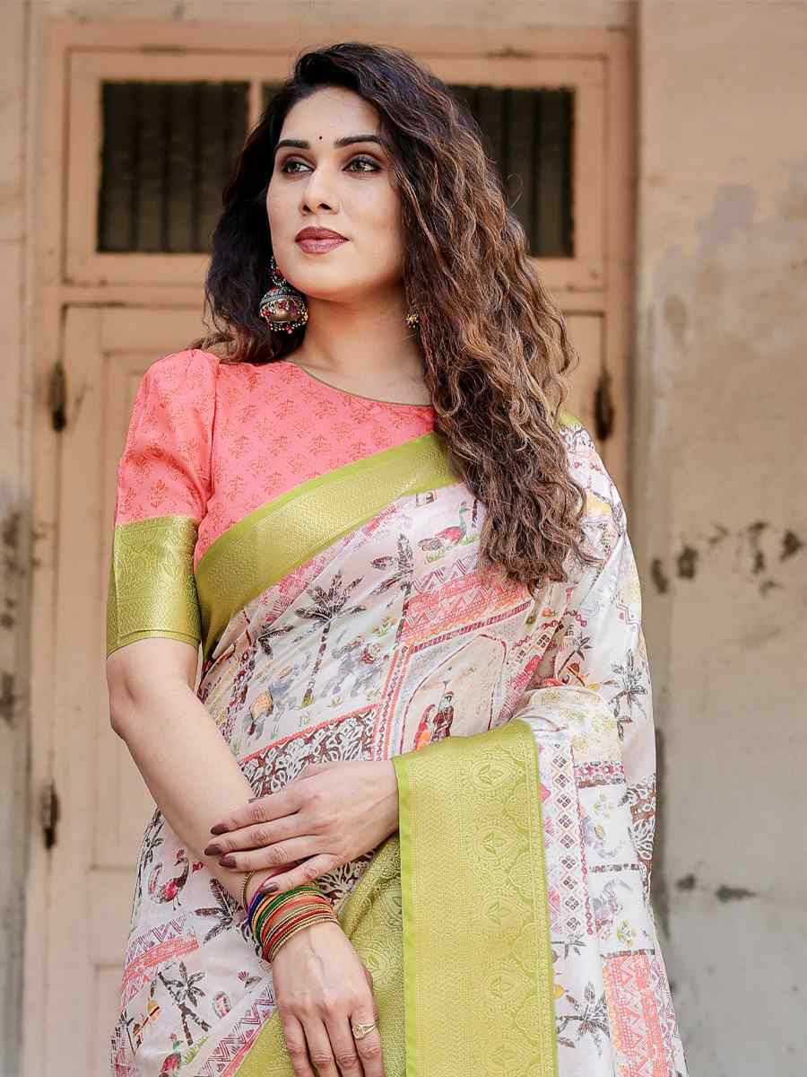 Pista Tussar Silk Zari Handwoven Printed Casual Reception Festival Wedding Fancy Heavy Border Saree