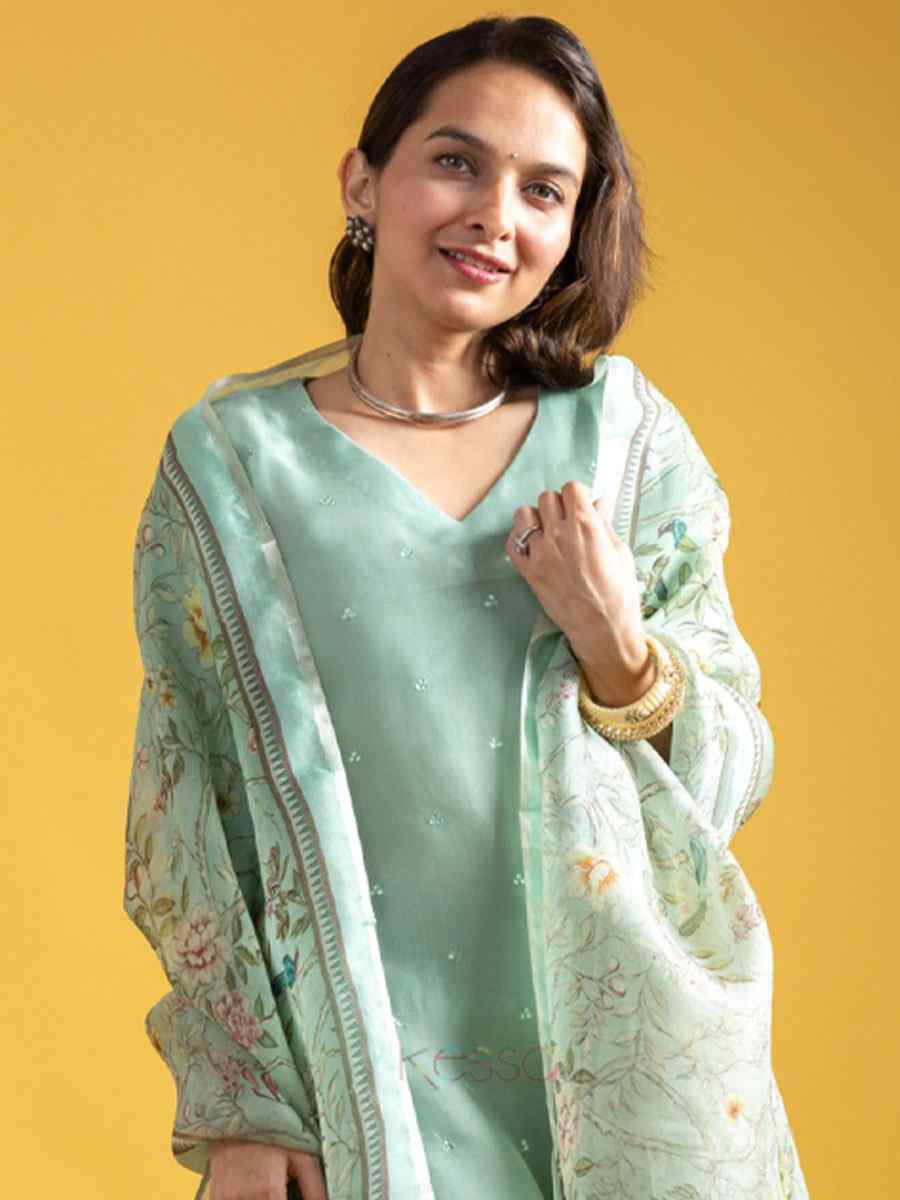 Pista Viscose Chanderi Printed Party Casual Ready Pant Salwar Kameez