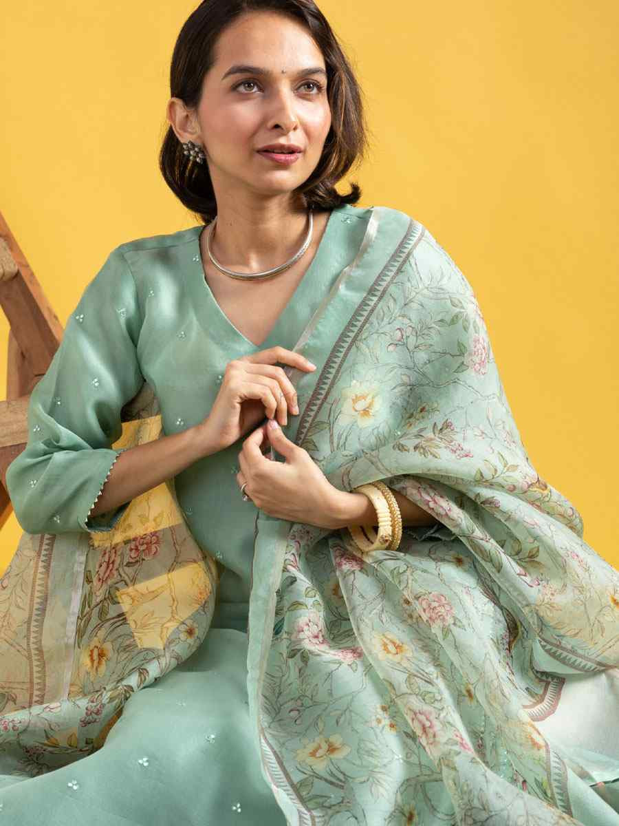 Pista Viscose Chanderi Printed Party Casual Ready Pant Salwar Kameez