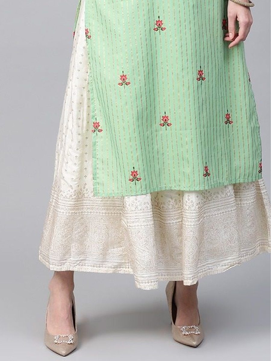 Pista Viscose Rayon Handwoven Festival Casual Kurti