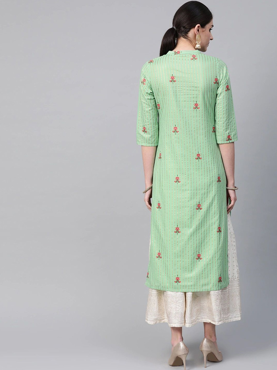 Pista Viscose Rayon Handwoven Festival Casual Kurti