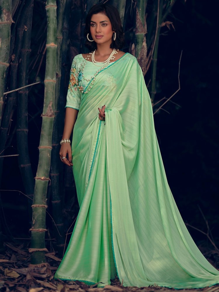 Green Art Silk Handwoven Party Festival Classic Style Saree