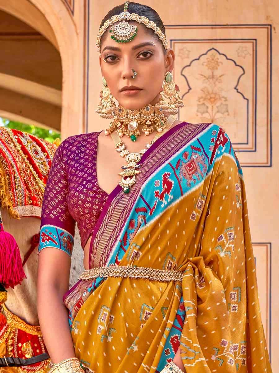 Punch Yellow Sigma Silk Printed Casual Festival Contemporary Saree