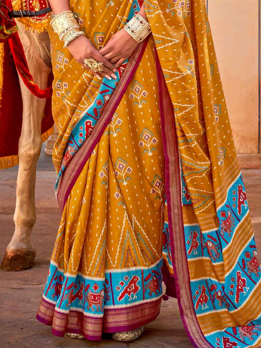 Punch Yellow Sigma Silk Printed Casual Festival Contemporary Saree
