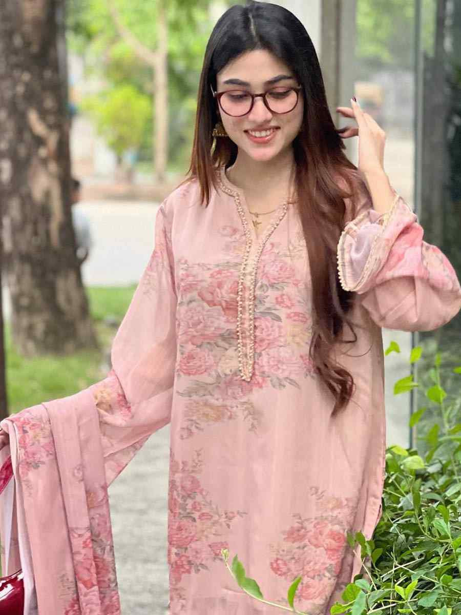 Pure Faux Georgette Embroidered Festival Mehendi Ready Farsi Salwar Kameez