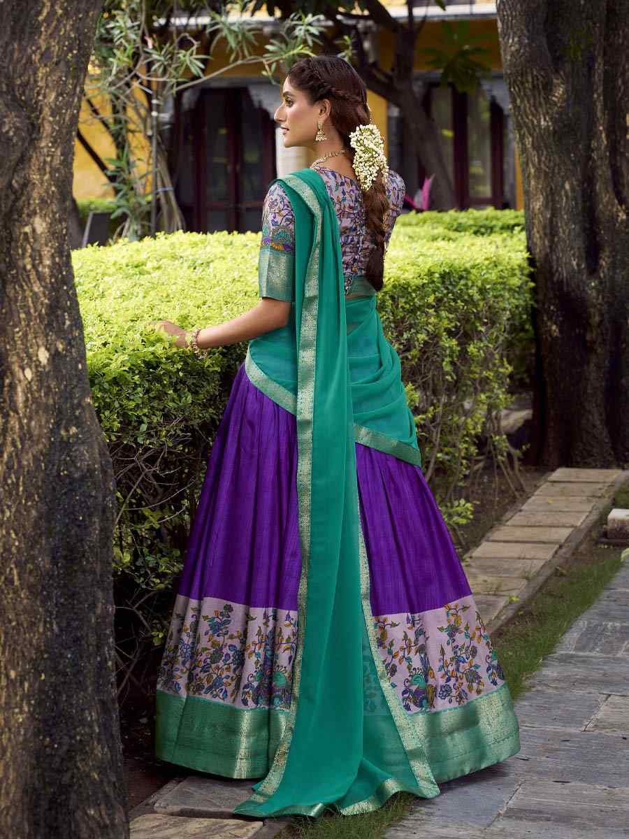 Purple Aastha Silk Printed Zari Work Wedding Reception Festival Heavy Border Lehenga Choli