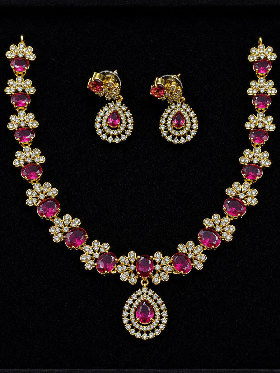 Purple Alloy Festival Party Wedding Gemstone Necklace