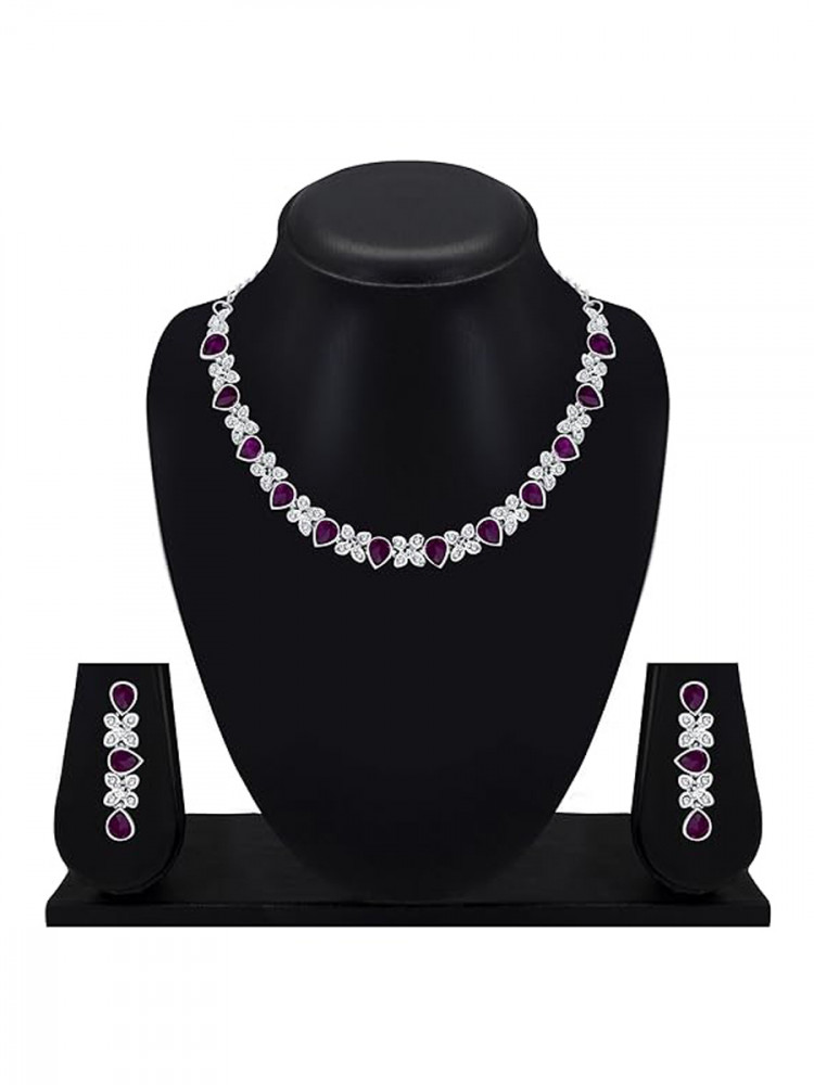 Purple Alloy Festival Wear Kundan Necklace