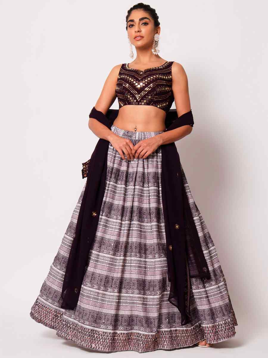 Purple Art Silk Embroidered Festival Mehendi Circular Lehenga Choli
