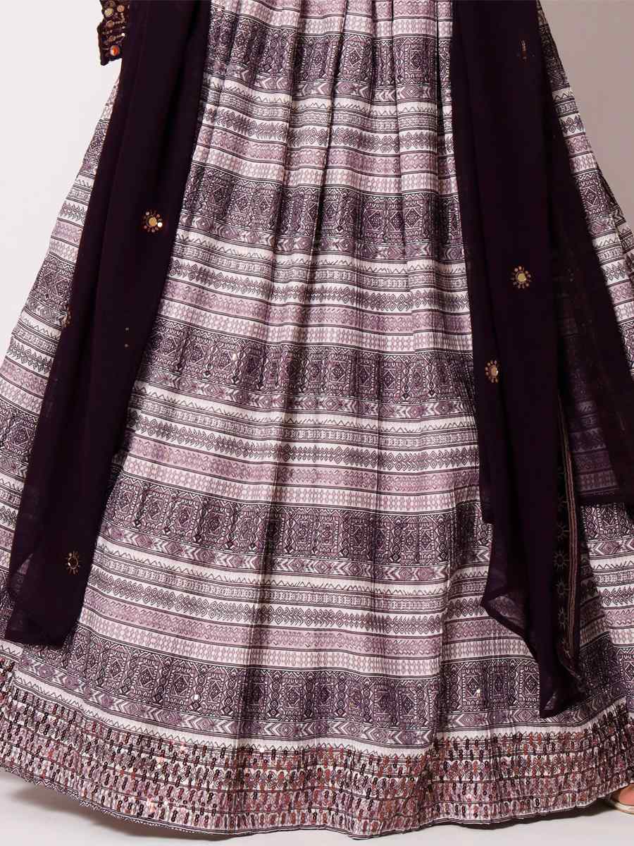 Purple Art Silk Embroidered Festival Mehendi Circular Lehenga Choli
