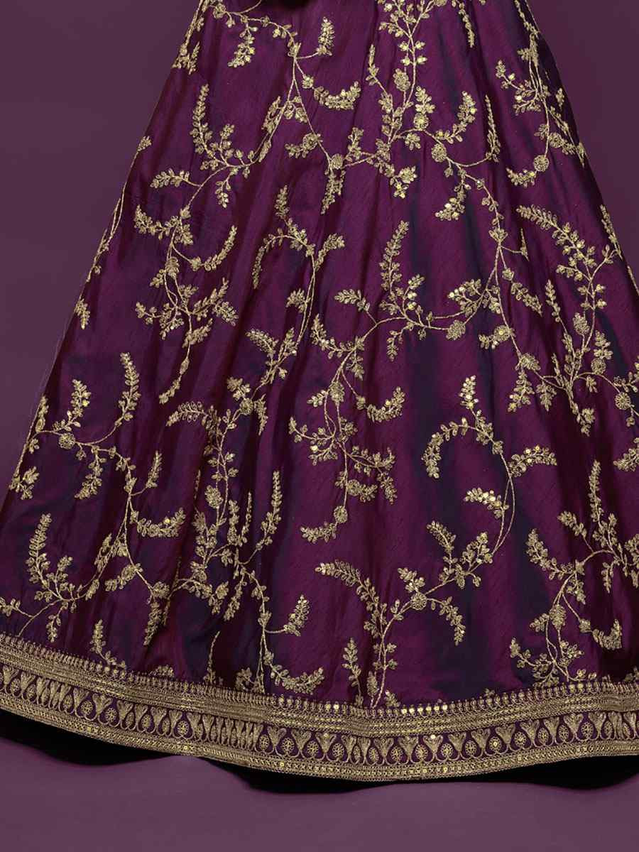 Purple Art Silk Embroidered Wedding Reception Festival Heavy Border Lehenga Choli