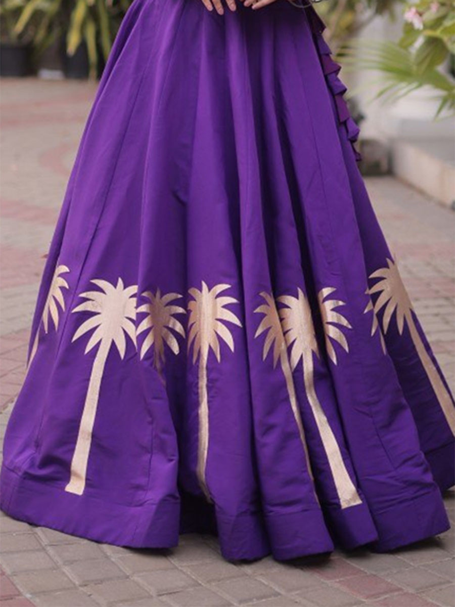 Purple Art Silk Embroidery Wedding Reception Festival Party Wear Circular Lehenga Choli