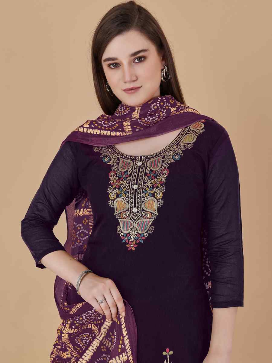 Purple Banarasi Jacquard Santoon Chinon Handwoven Casual Festival Pant Salwar Kameez