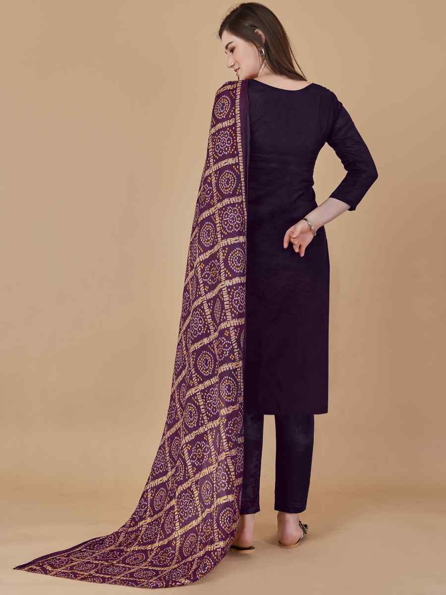 Purple Banarasi Jacquard Santoon Chinon Handwoven Casual Festival Pant Salwar Kameez