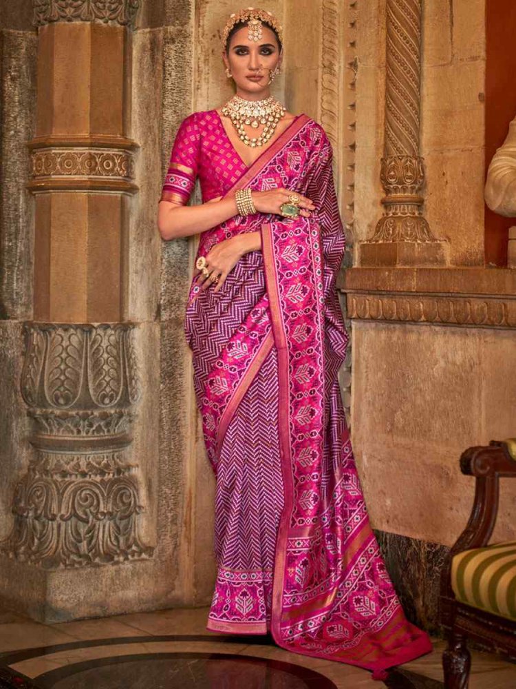 Purple Banarasi Silk Handwoven Wedding Festival Heavy Border Saree