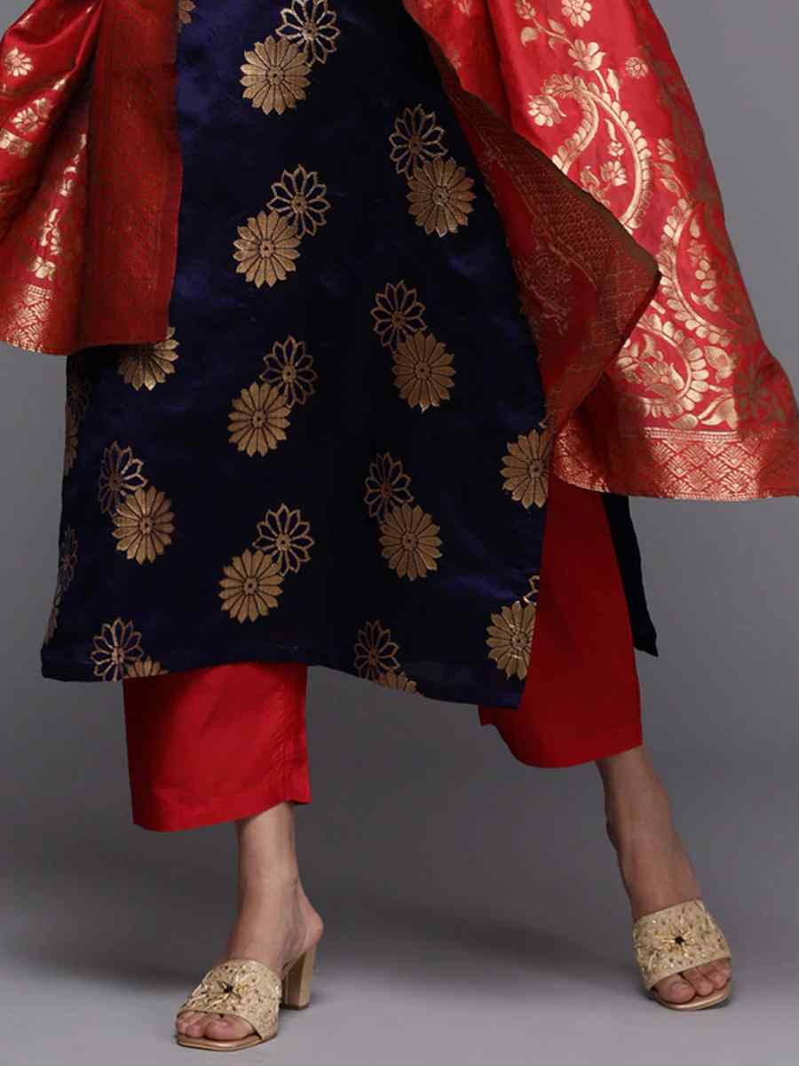 Purple Banarasi Silk Handwoven Wedding Festival Pant Salwar Kameez