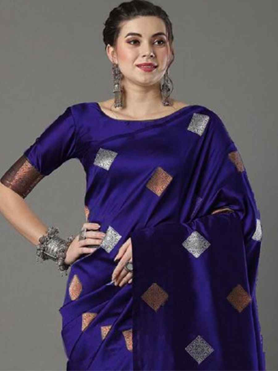 Purple Banarasi Soft Silk Handwoven Casual Festival Classic Style Saree