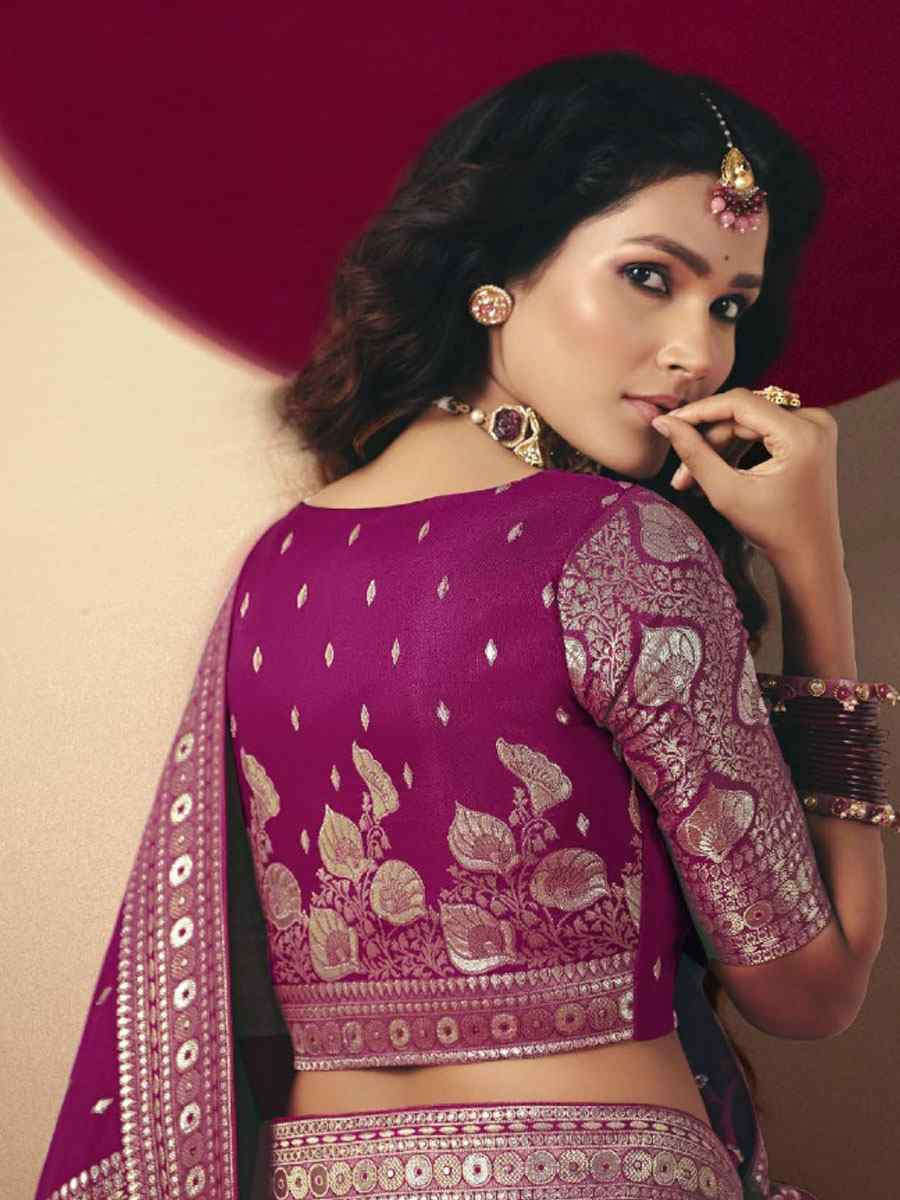 Purple Bemberg Viscose Handwoven Zari Work Traditional Bridal Reception Festival Wedding Fancy Heavy Border Saree