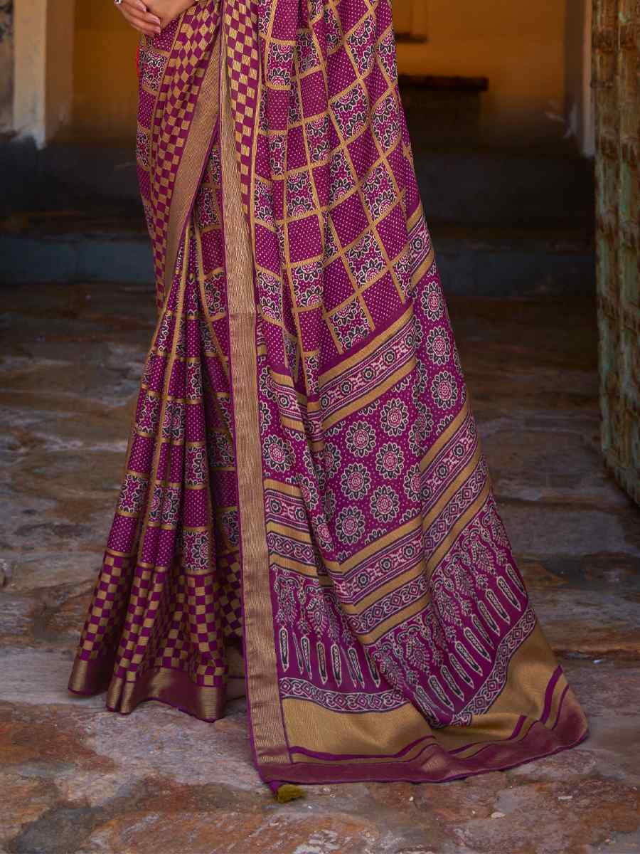 Purple Brasso Handwoven Casual Festival Classic Style Saree