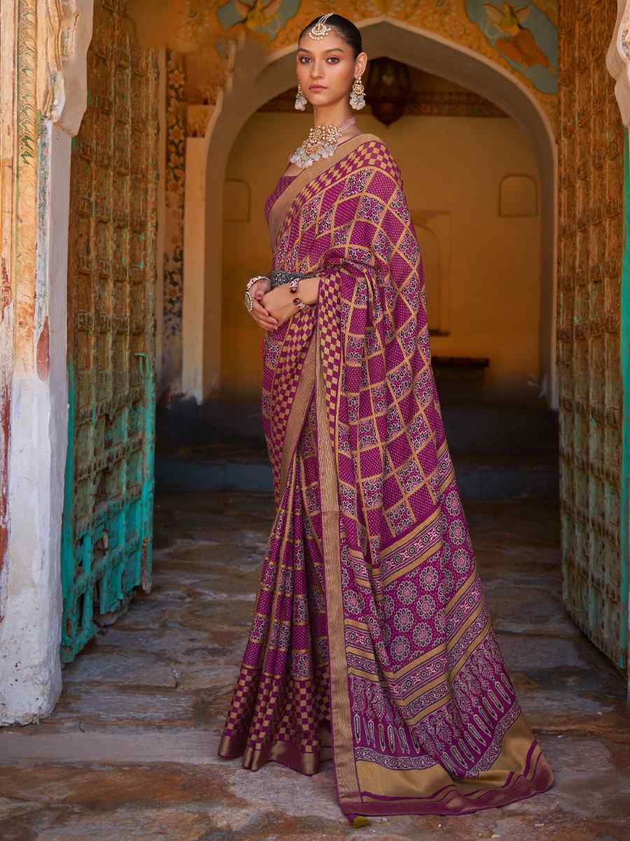 Purple Brasso Handwoven Casual Festival Classic Style Saree