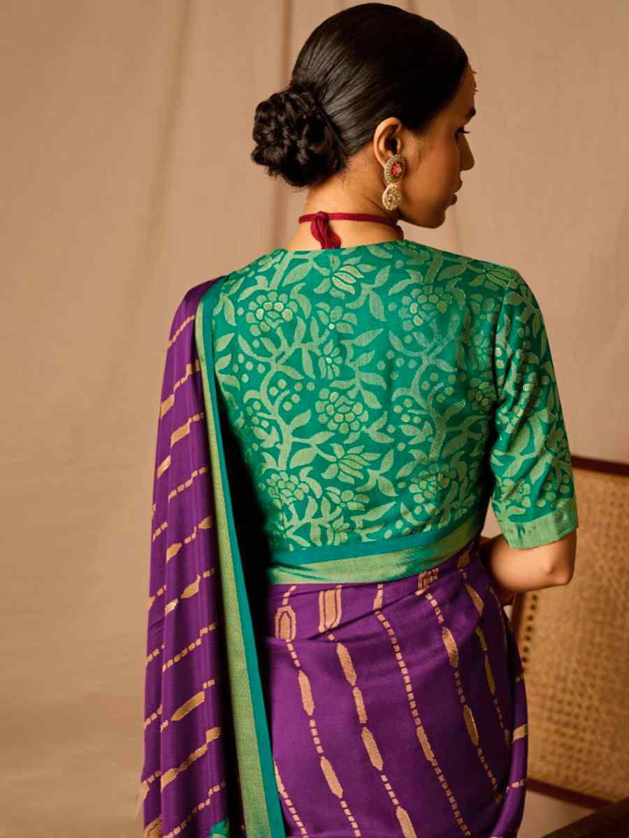 Purple Brasso Handwoven Wedding Festival Heavy Border Saree