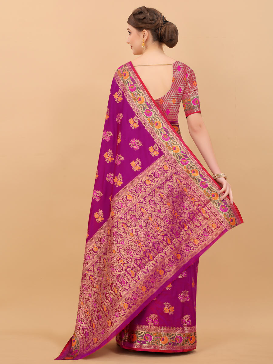 Purple Brocade Silk Handwoven Festival Saree