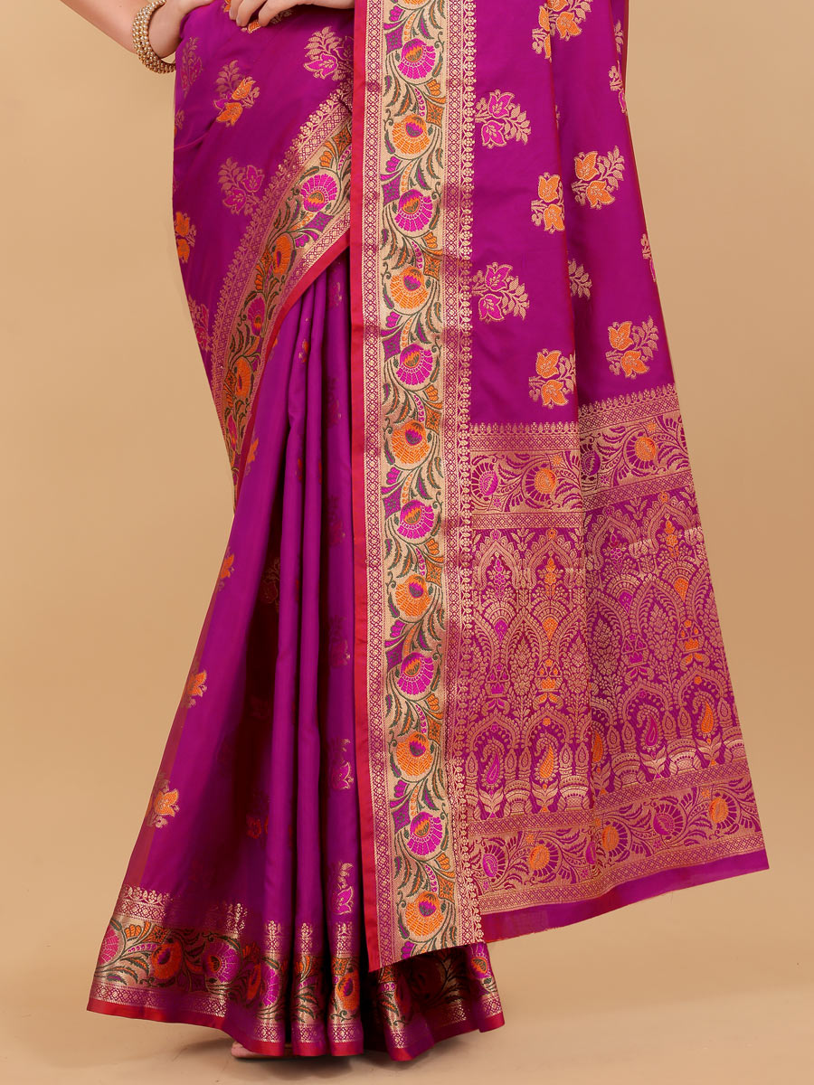 Purple Brocade Silk Handwoven Festival Saree