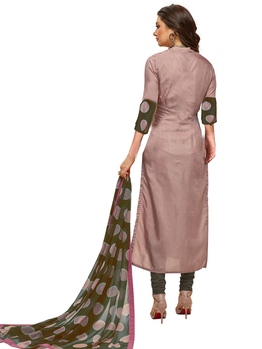 Purple Chanderi Cotton Embroidered Party Churidar Pant Kameez