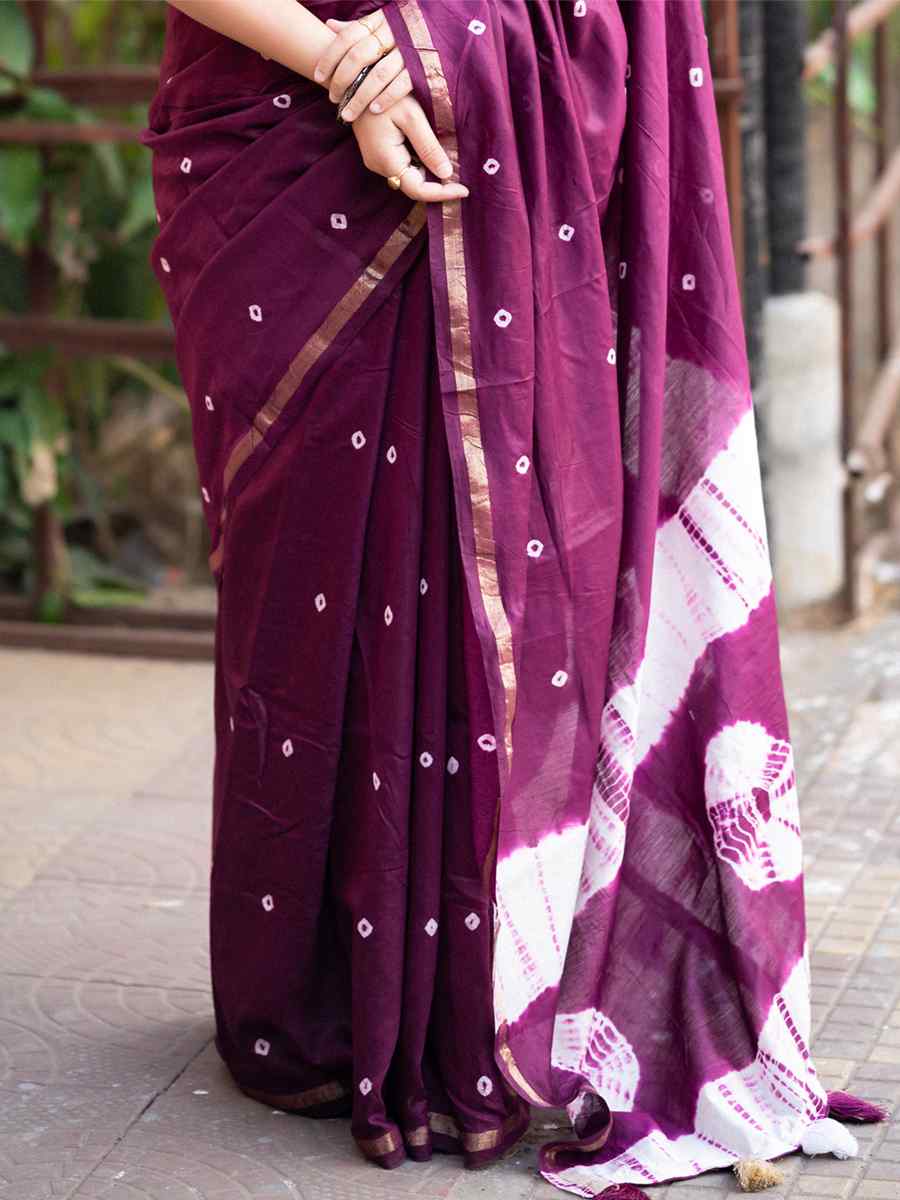 Purple Chanderi Cotton Handwoven Party Festival Classic Style Saree